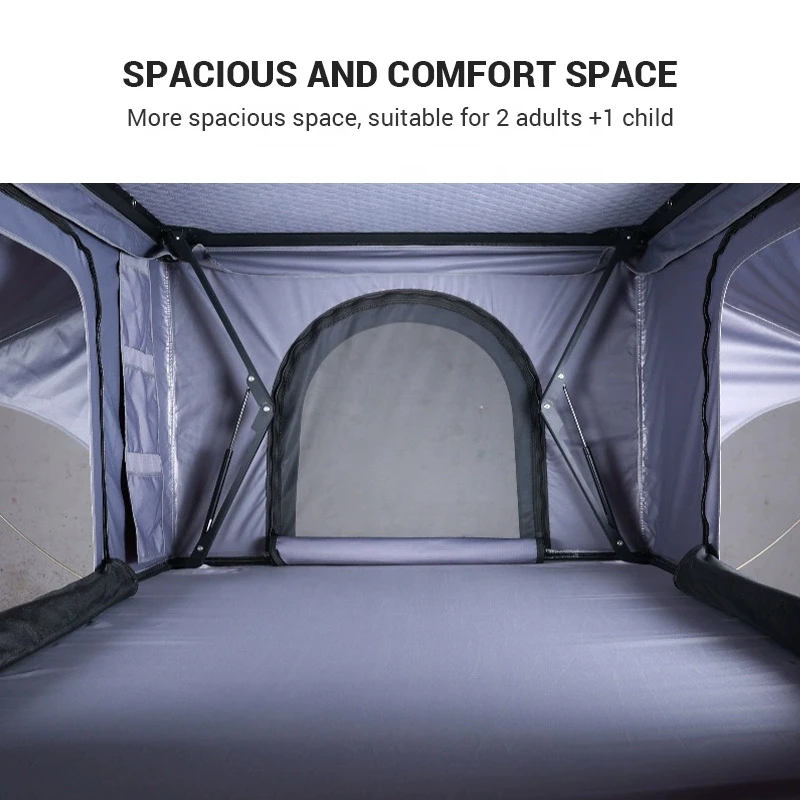Premium Aluminum Hardshell Car Roof Top Tent, Large Space Four-Season Quick Automatic Pop-Up, One Bedroom Outdoor Camping Access