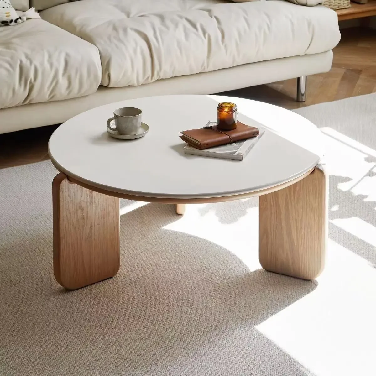 

Light Luxury Solid Wood Slate Black Coffee Table Simple Modern Small Apartment Home Nordic Living Room Sofa Combination.