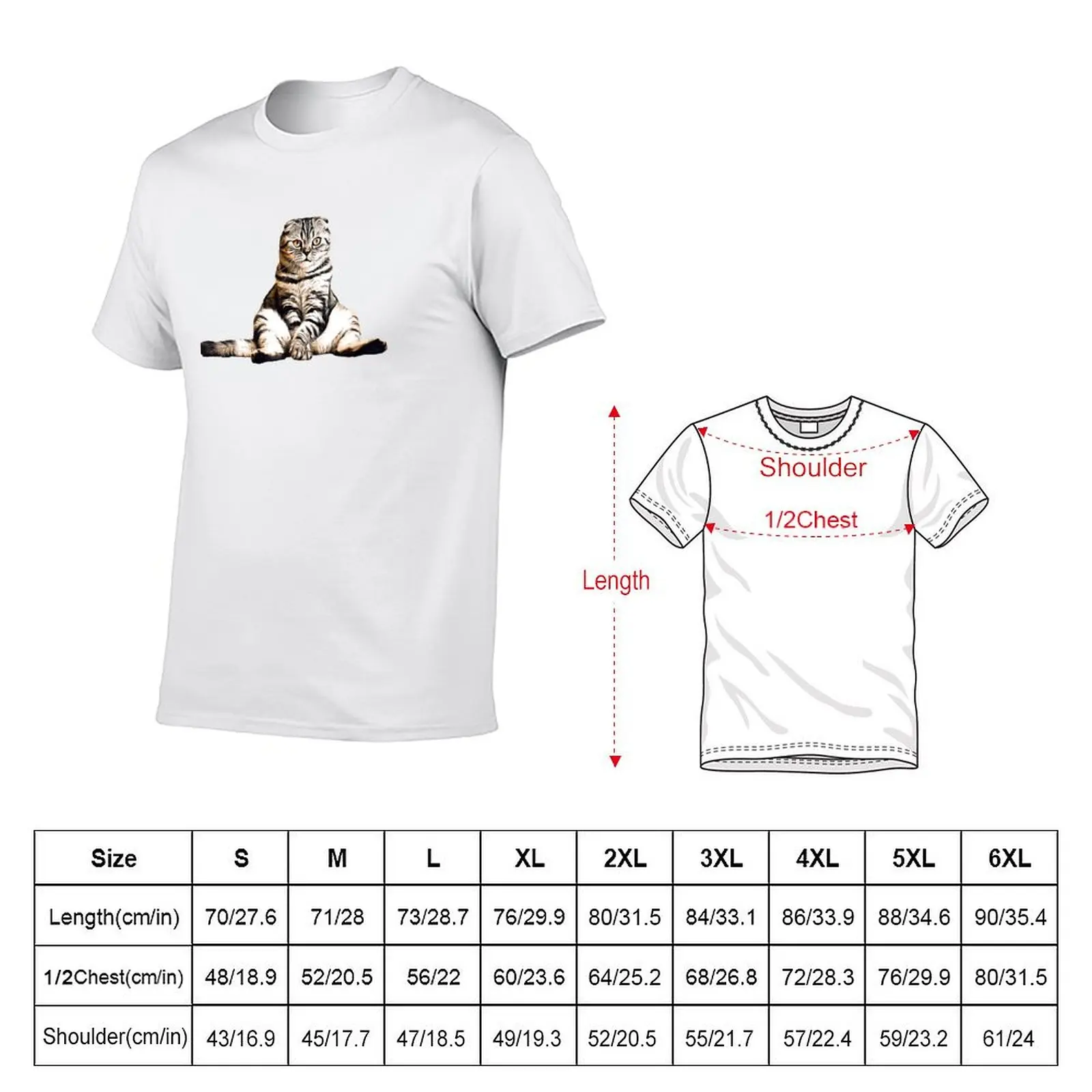 Scottish Fold - The Model Cat T-Shirt Big and Tall Crew Neck Tee