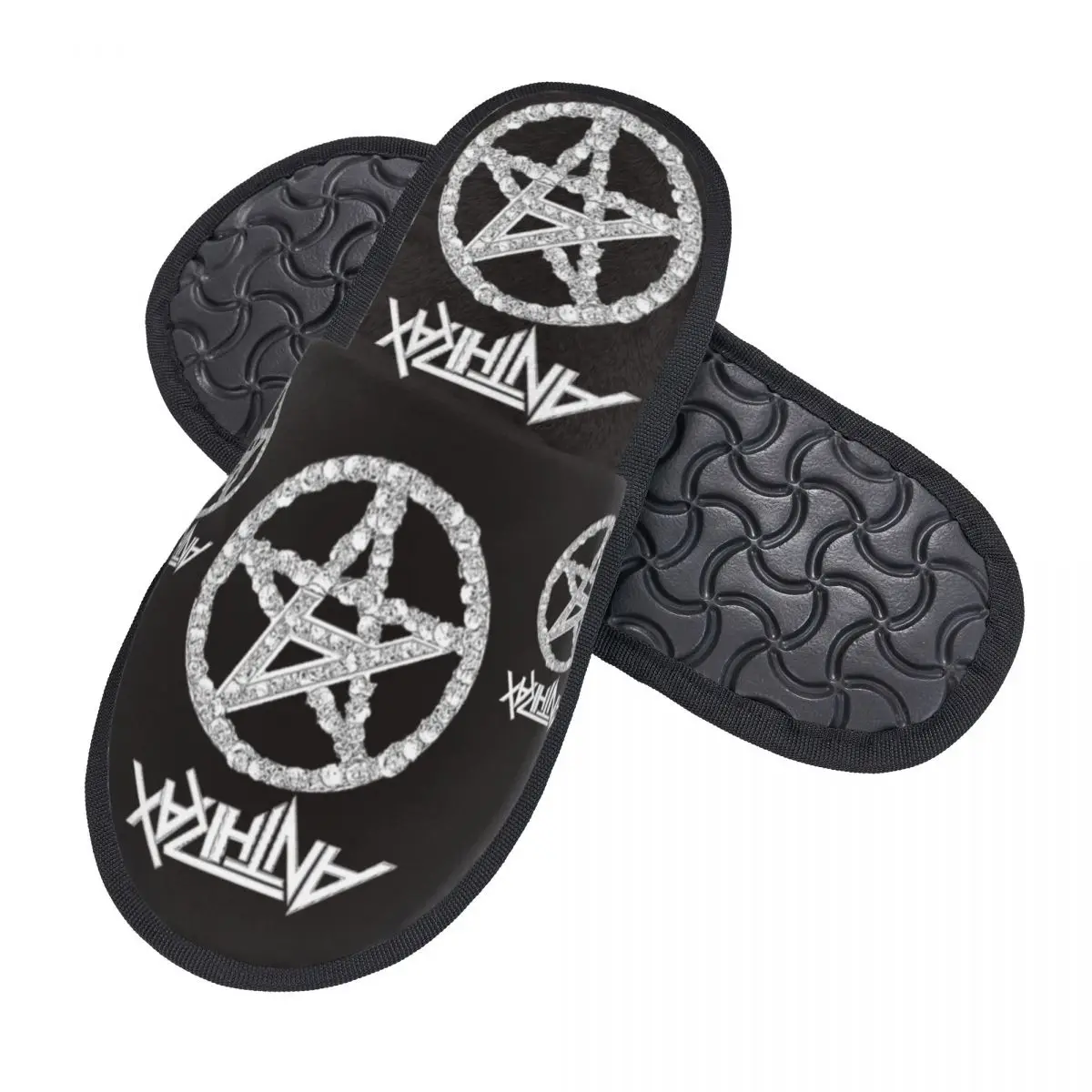 ANTHRAX BAND-zapatillas peludas a la moda para hombre y mujer, pantuflas especiales para el hogar