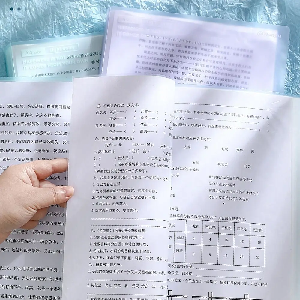 

Portable 20 Pages A4 File Folder Large Capacity Waterproof Vertical Hand-held Bag Test Paper Storage Bag for Student
