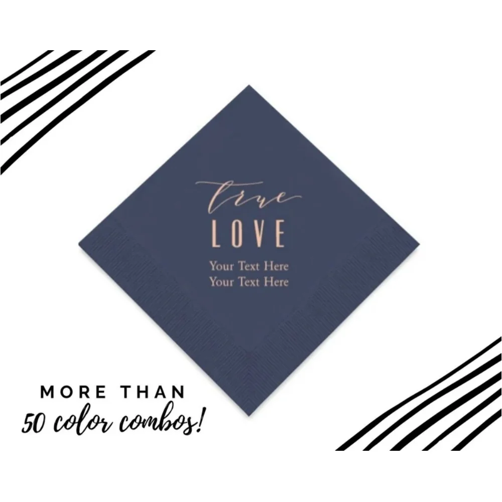 

50 Pcs True Love Napkins - Paper Napkin - Custom Napkins - Printed Napkin - Engagement Party - Bridal Shower - Classic Wedding