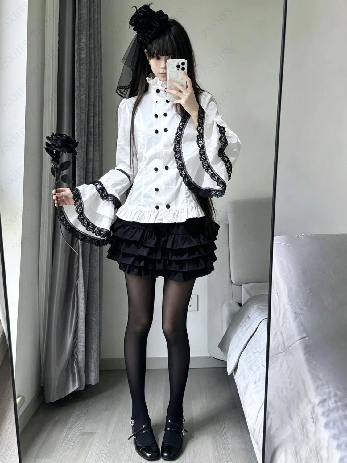 Vintage Japanese Y2k Crop Top Women Clothing White Lolita Lace Dark Punk High Neck Harajuku Gothic Emo Girls Y2k Aesthetics Tees