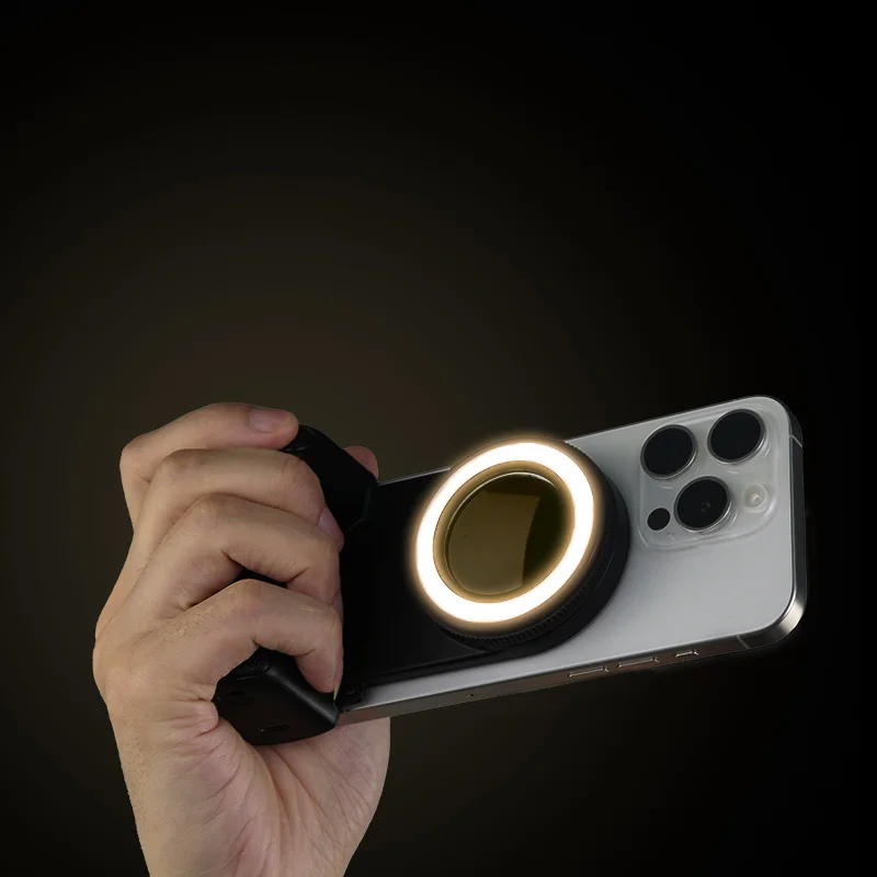 مقبض مغناطيسي للهواتف الذكية مع جهاز تحكم عن بعد بلوتوث قابل للفصل بطول 30 متر مع ضوء ملء ومقبض سيلفي مضاد للاهتزاز ودعامة صور