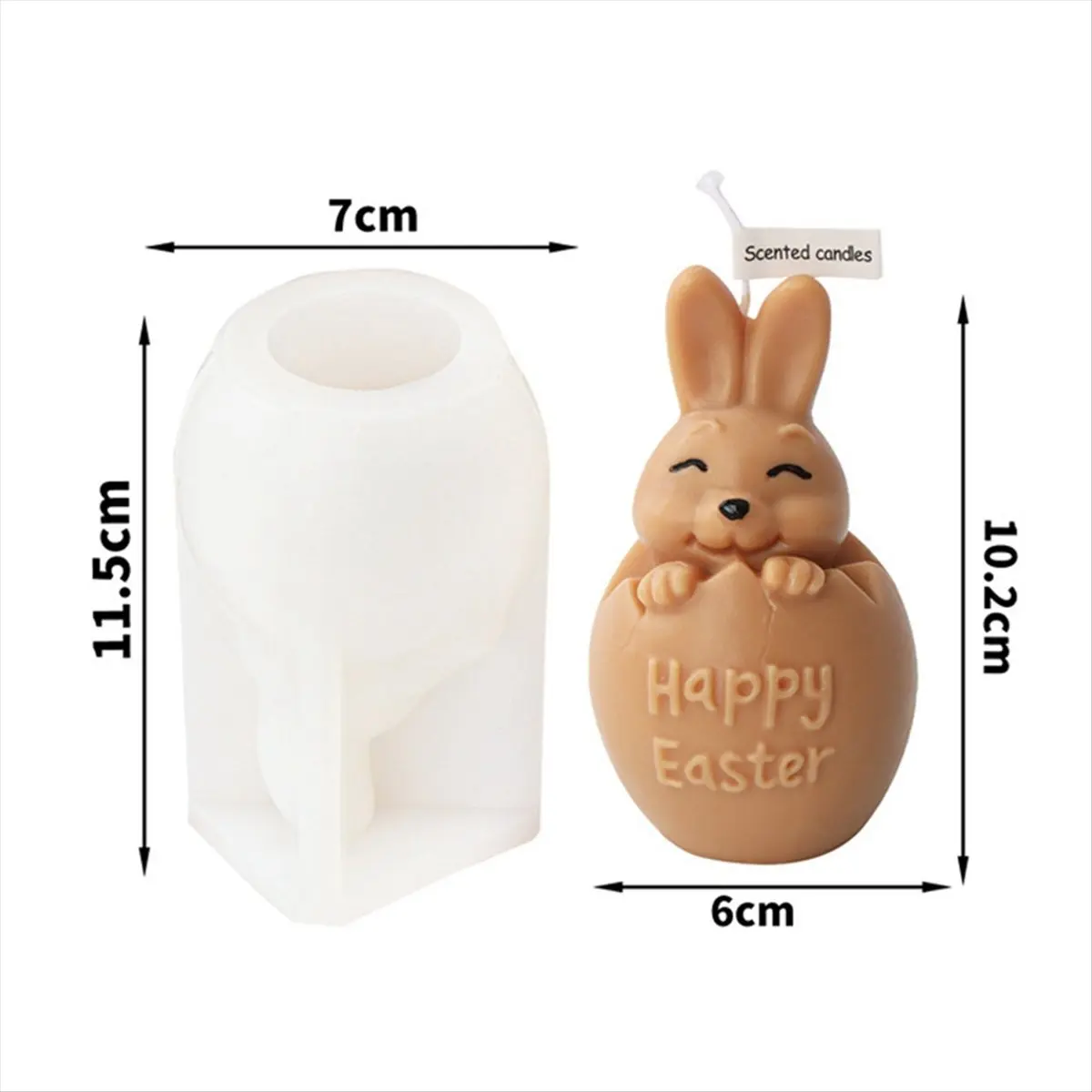 【クリスマス】3d卵殻ウサギシリコンキャンドル型、クリエイティブなイースターアニマルアロマセラピー石膏樹脂手作り石鹸ベーキングツール
