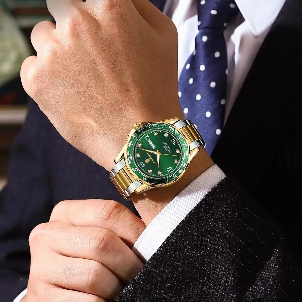 Reloj informal de negocios con diamantes para hombre, reloj de lujo, relojes automáticos para hombre, relojes de pulsera de cuarzo de lujo a la moda, Tudo Por 1 Real