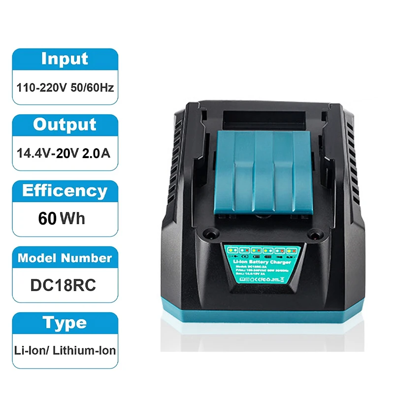 NEW DC18RC Li-ion Battery Charger 2A Charging Current for Makita 14.4V 18V BL1830 Bl1430  BL1860 BL1890 Power tool Charger