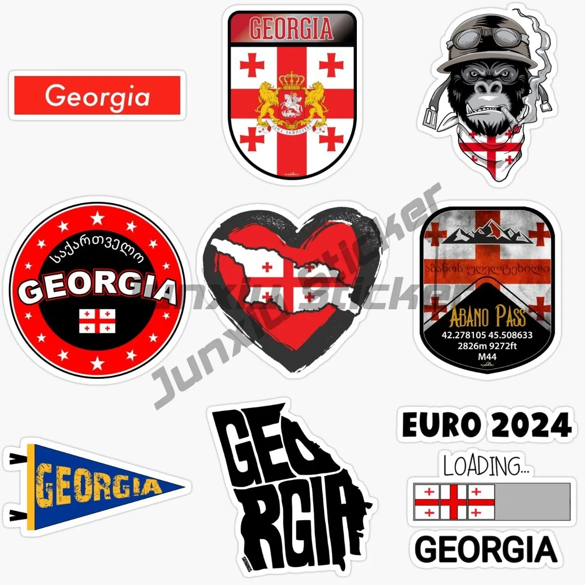 Georgian Flag Vinyl Sticker Laptop, Travel Luggage Car, Car Sticker PVC Self Adhesive Waterproof Decal