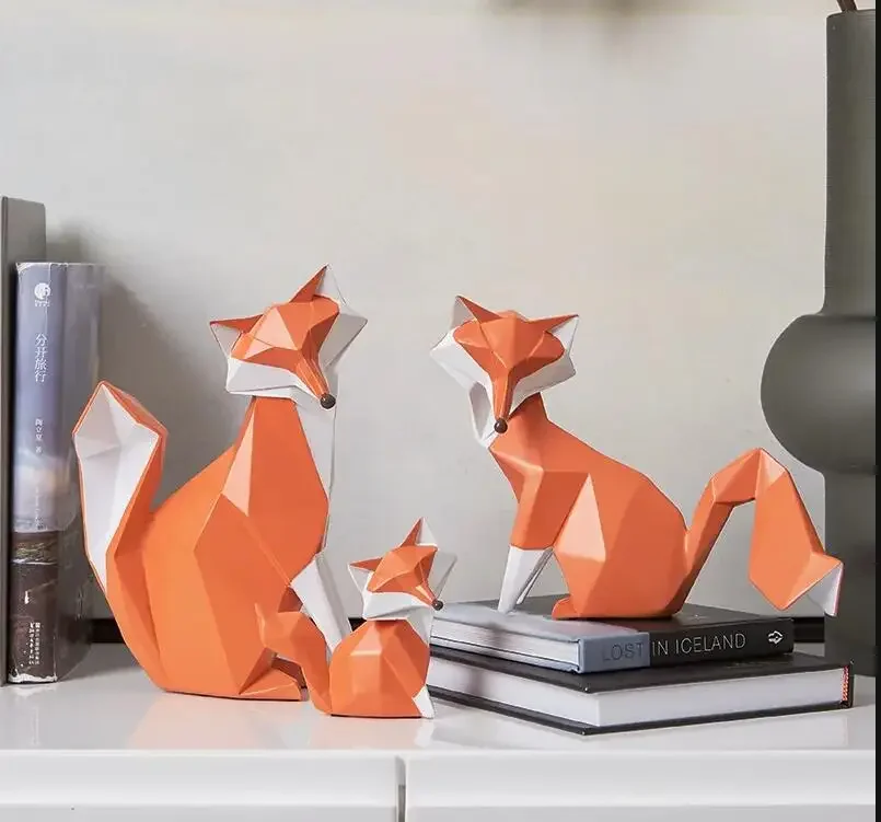 Nordic Fashion Sculpture Modern Foxhound Statue Home Decor Geometric Resin Miniature Figurines free delivery