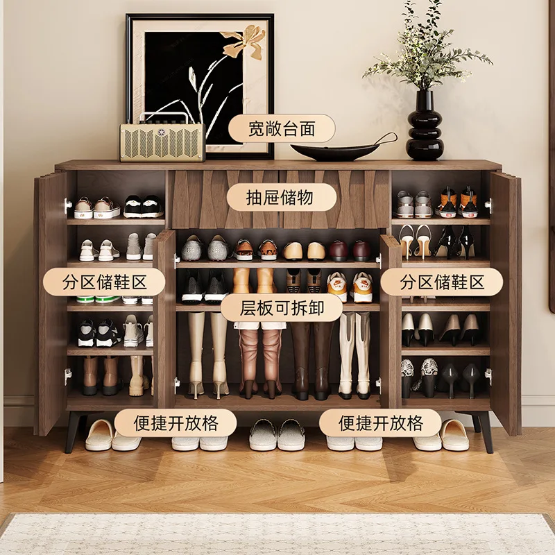 Stylish Integrated Shoe Cabinet Featuring Removable Shelves and Spacious Storage Drawers; Designed for The Entryway.
