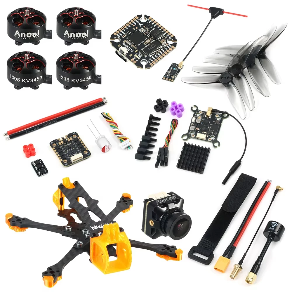 Angel30 3-Inch FPV Drone Kit 3‘’ RC Quadcopters DIY 1505 3450KV Motor F411 40A 3-6S 4 in 1 ESC 1000mW 1200TVL RC Drone Build