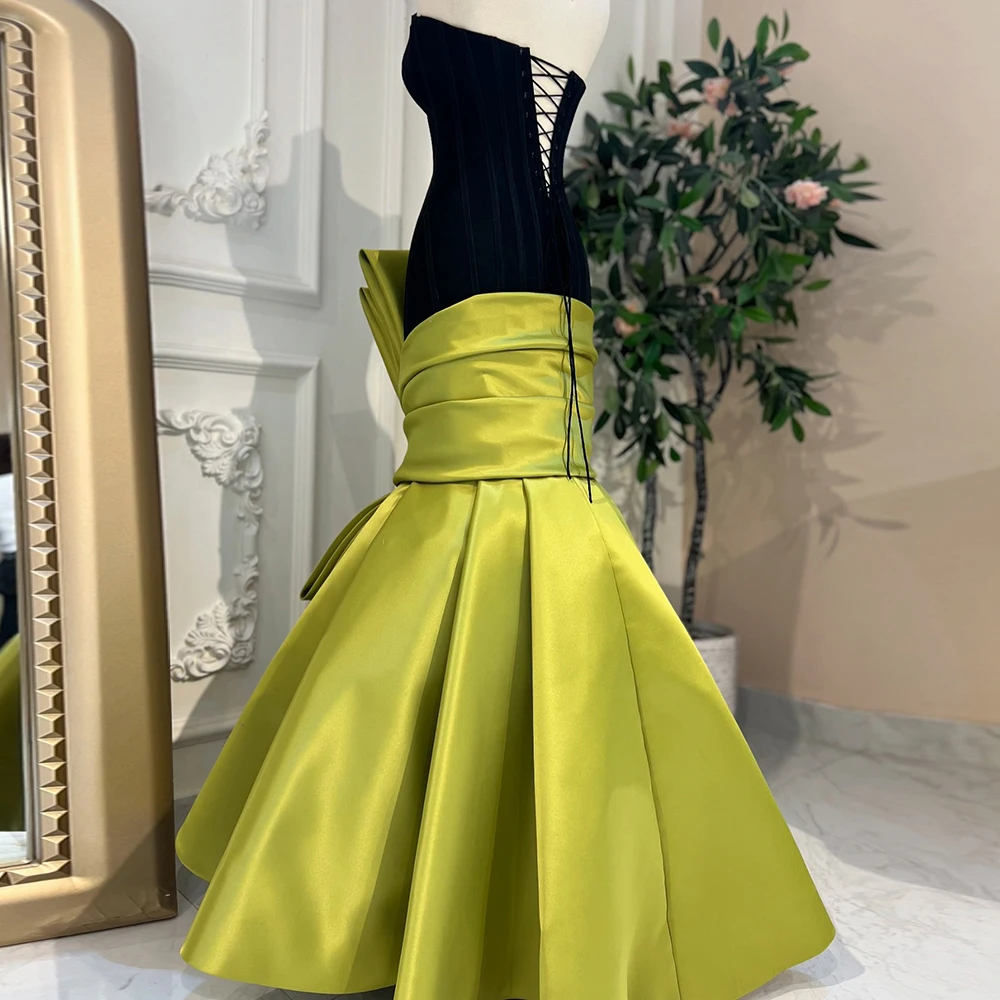 Customized A-line Evening Dresses Ankle-length Strapless Sleeveless Prom Gown Fashion Pleat Lace Backless Draped Party Gown