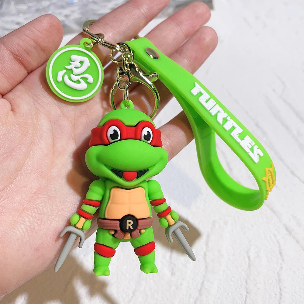 Anime Ninja Turtle Figure Keychain Teenage Mutant Ninja Turtles Raphael Donatello Doll Keyring Car Key Bag Ornament Gift