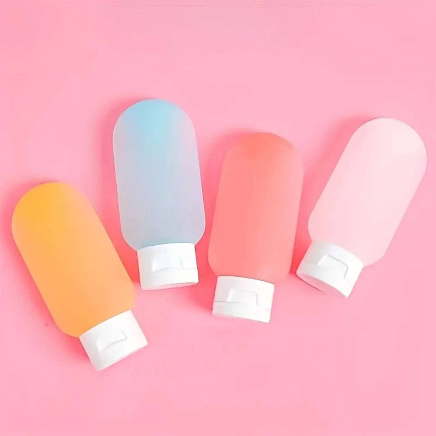 4 قطعة مجموعة زجاجات السفر زجاجة إعادة الملء حاويات مستحضرات التجميل 60 مللي كريم غسول الشامبو السفر موزع ضغط أنبوب ماكياج