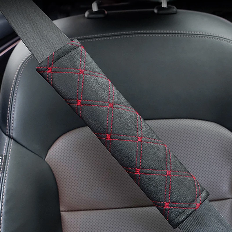

Car Seat Belt Cover PU Leather Safety Belt Shoulder Cover Breathable Protection Pad Auto Interior Decor Accessories