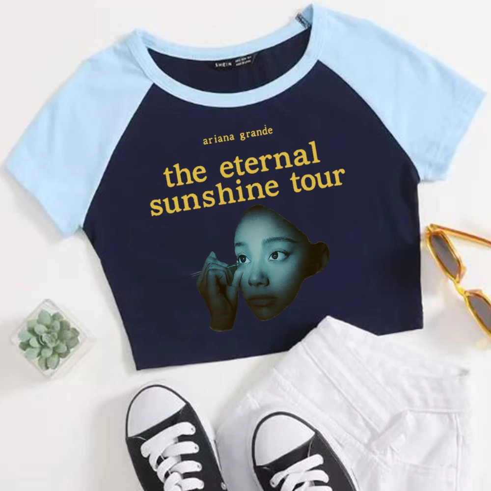 Ariana-Grande Eternal Sunshine Tour Crop Tops T-Shirt Girls Fashion Women O-Neck Short Sleeve Swiftie Gift