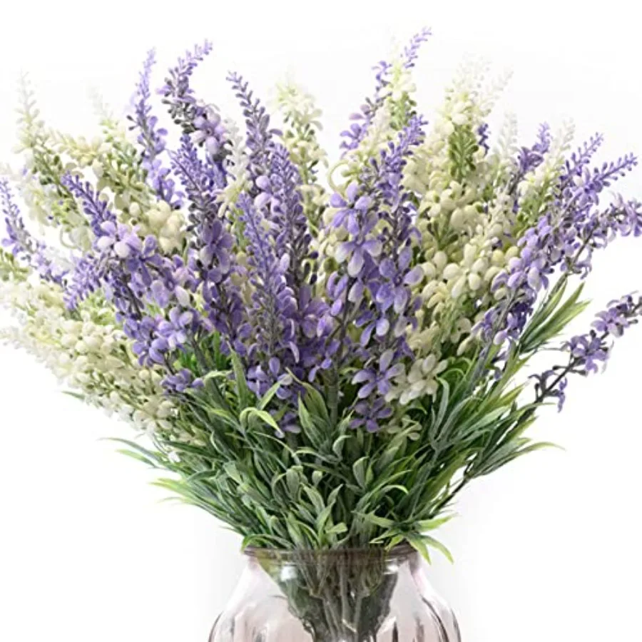 Flores de lavanda Decoraciones de boda Ramo Paquete de 4 plantas de flores falsas de lavanda artificial Decoración al aire libre de otoño Flores de imitación f