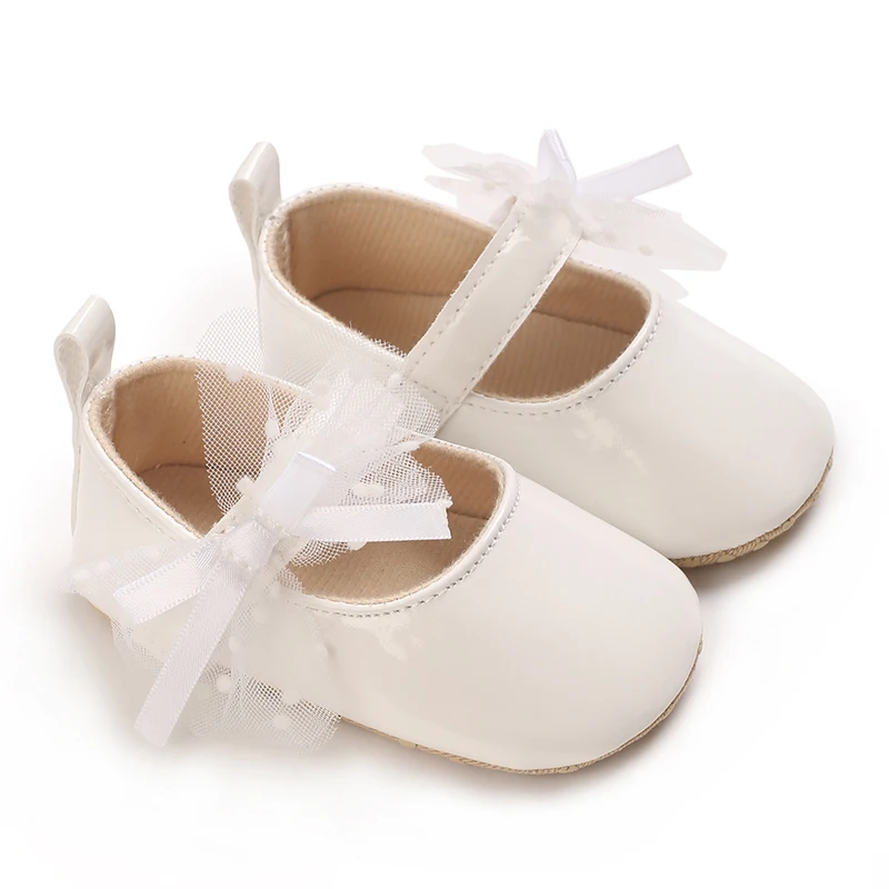 Baby Girl Princess Dress Shoes Cute Bow Soft Non-slip Flat Sole Newborn Infant Crib Walking Shoes 0-18M