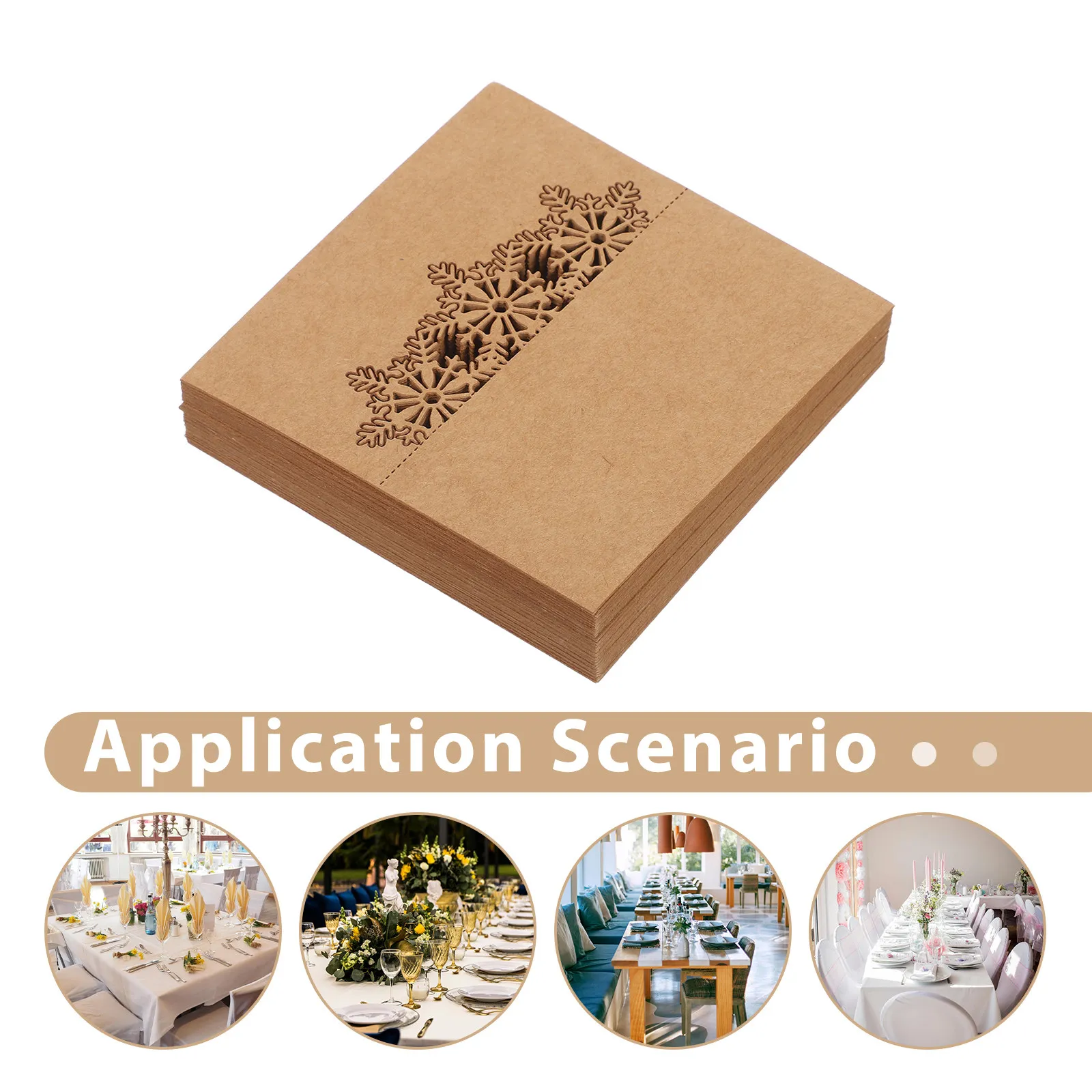 50Pcs Hollow Snowflake Place Cards Rustic Brown Kraft Paper Wedding Escort Tags Christmas Table Setting Blank Seating Chart Name - view 3