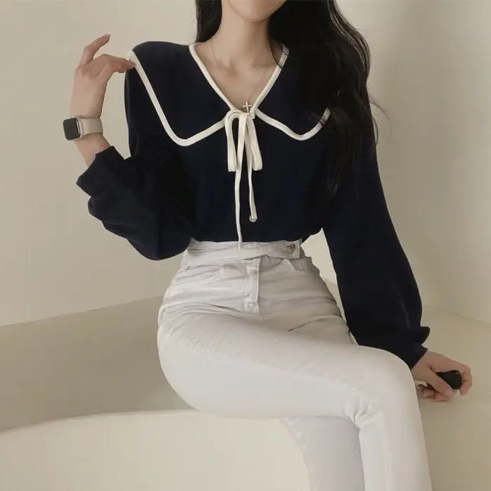 

Новая французская свободная универсальная рубашка с бантом, милая и стильная