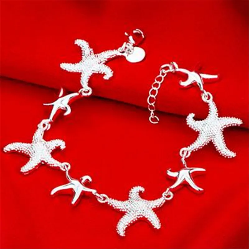 

925 Sterling Silver Charms Frosted Starfish Bracelets for Women Fashion Wedding Party Fine Luxury Designer Jewelry Holiday Gifts