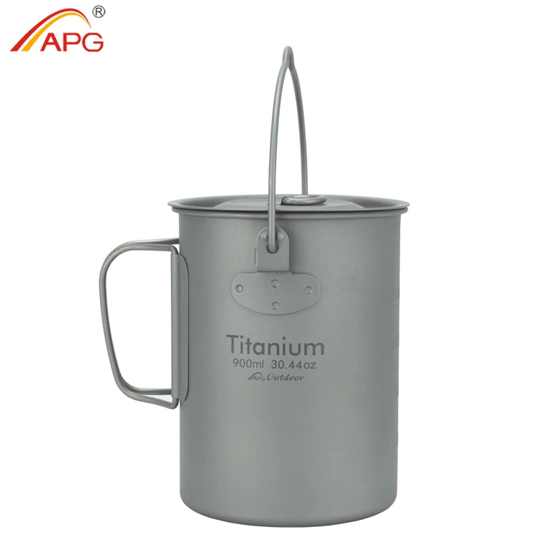 APG 0.9LTitanium Hanging Cup Water Cup Mug Cooking Pot Outdoor Camping Cookware Set Kitchen Tableware