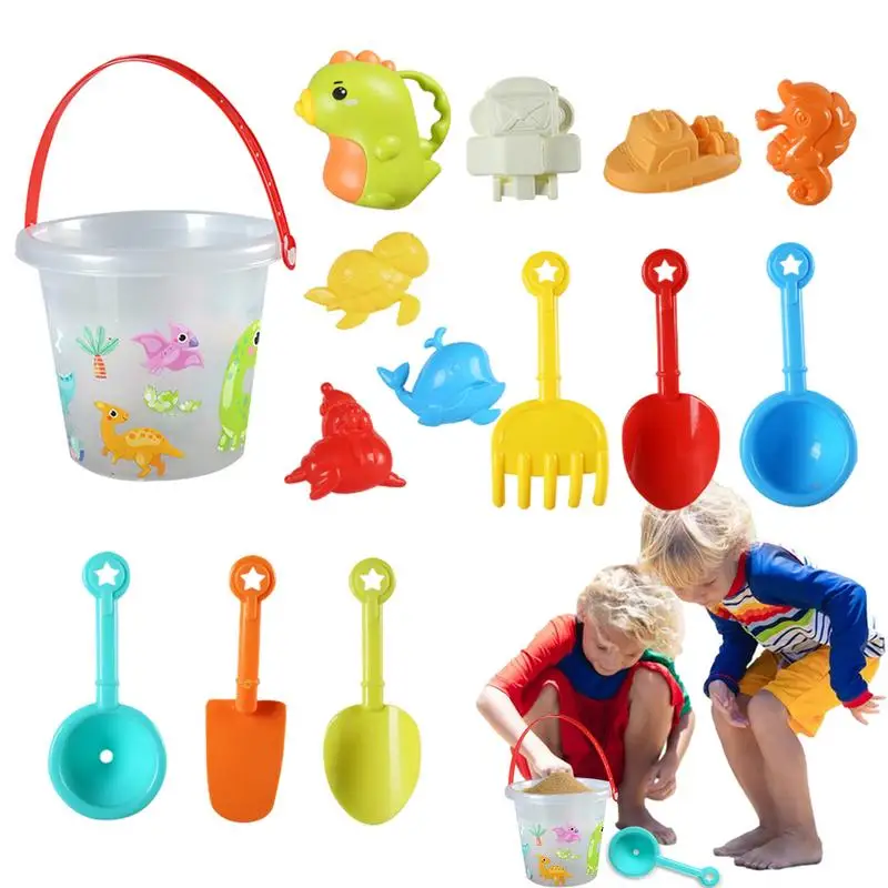 

Sand Toys 14pcs Toddler Bucket Beach Set Kids Travel Friendly Beach Set Bucket Shovel Sand Molds Sand Toys For Toddler Kids