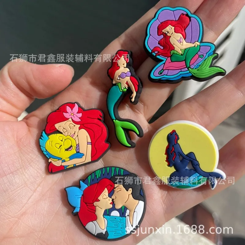 1Pcs Ariel the Mermaid  Anime Cute Charms Shoe Buckle DIY Cartoon Charm Shoe Accessories Kids Christmas Birthday Gifts