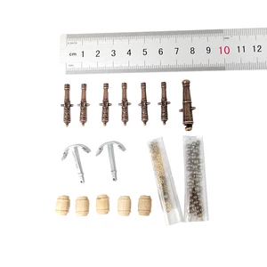Skala 1/100 Kit Aksesori Kapal model Halcon Meriam Klasik+Jangkar Paduan+Rantai Jangkar Kuningan+ Bola meriam+tong kayu 12 meriam mini penjualan terbaik - №