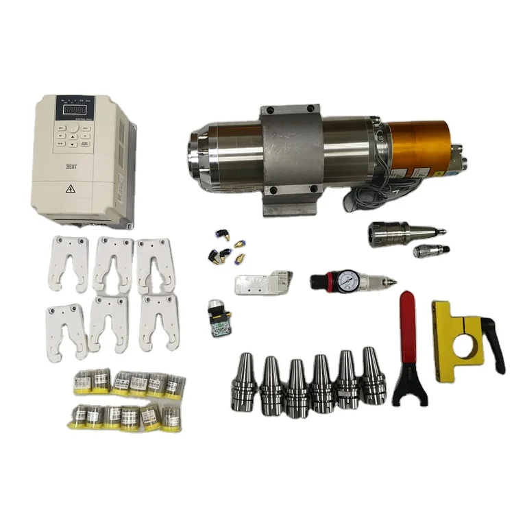 Tool Changing Spindle Motor BT30 5.5kw Pneumatic Spindle with Metal Mold Engraving and Milling Accessories