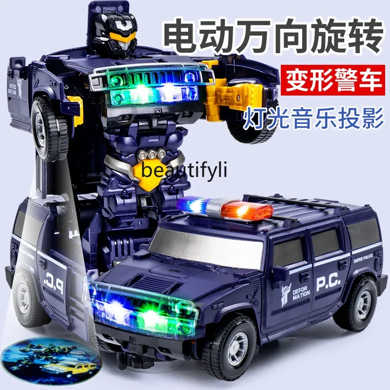 

Electric deformation rotating universal police car boy car toy 1-2-3 year old baby toy car