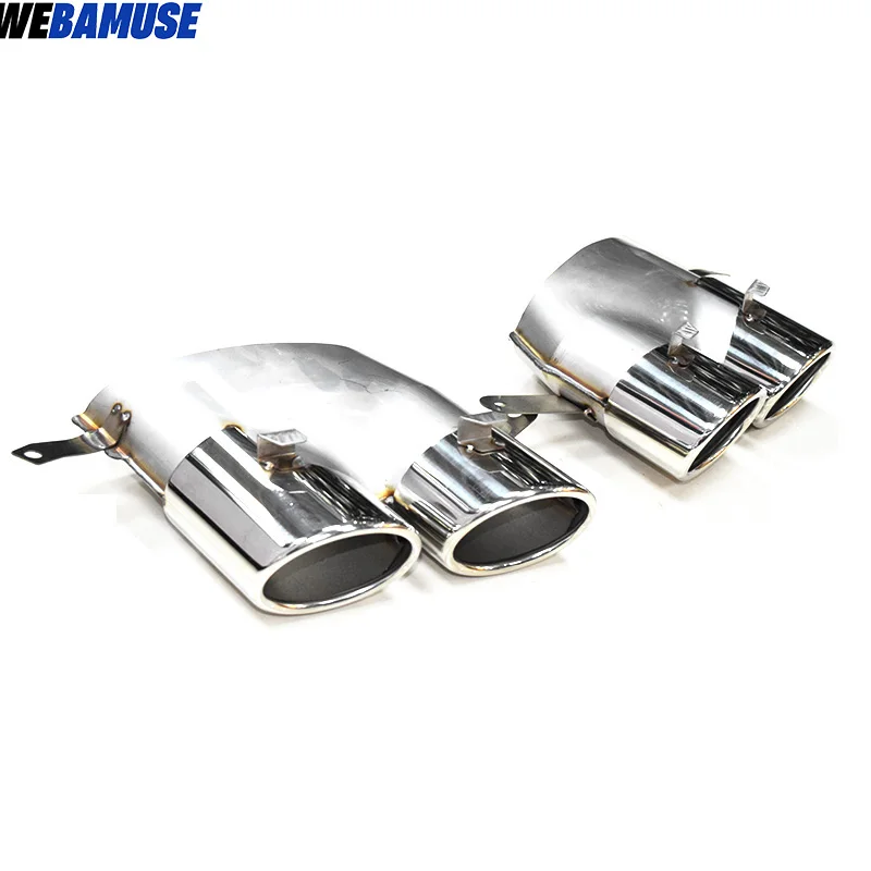 For Audi A6L A7L 2016 to 2018 Square Port Muffler Exhaust Tailpipe Upgrade S6 S7 Sport Quad Exit Stainless Steel Exhaust System