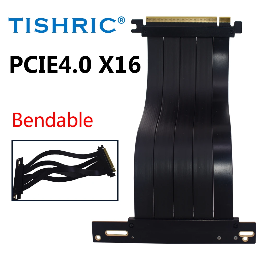 suporte de placa de video de liga de aluminio tishric pcie30 industrial pcie40 x16 cabo de extensao riser suporte de placa grafica de pc vertical 01