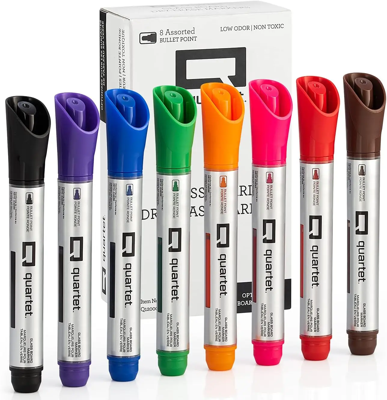 

Dry Erase Markers for Glass Whiteboards, Bullet Tip, 8 Assorted Colors, Easy Erase Liquid Ink