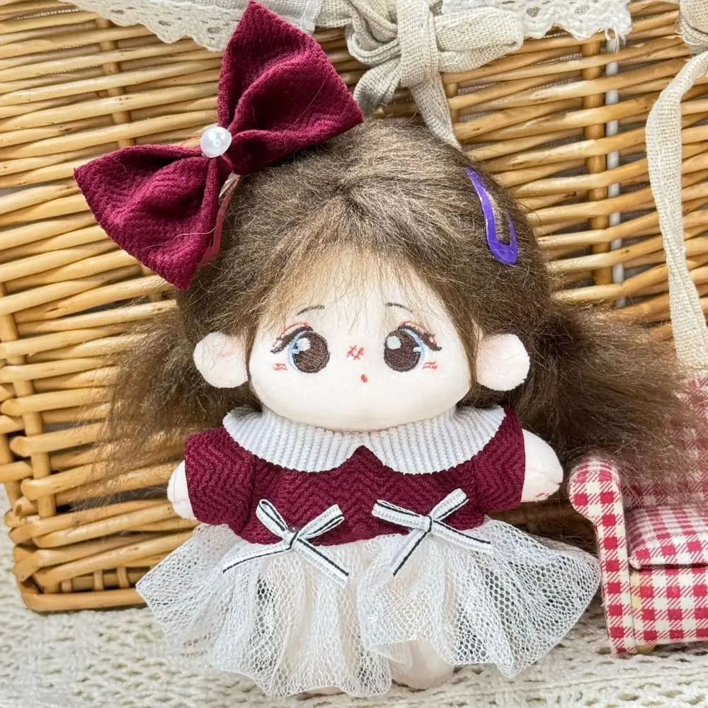 Modepop Algehele Handgemaakte 10 cm Poppenkleertjes Jurk Hoofdband Pluche Poppen Outfit Speelgoed Babypop Accessoires Cos Pak