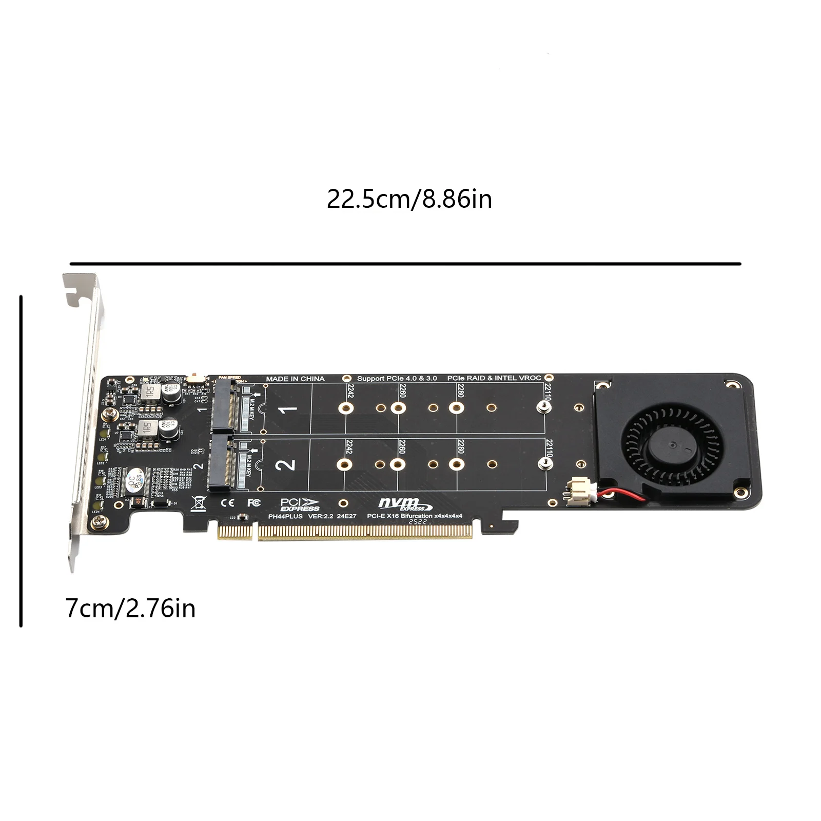 Placa de expansão M.2 NVMe SSD 22110 NVMe PCIe RAID Adaptador 4