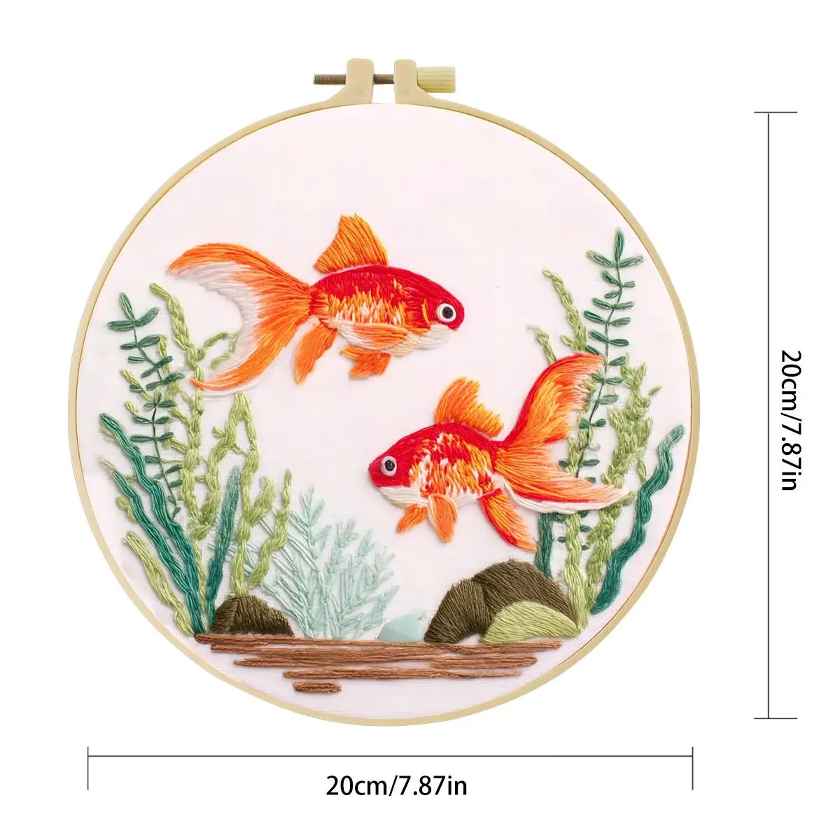 1 Stück 20X20CM/15X15CM 7,87/6,3 Zoll Goldfisch-Stickerei-Starter-Kit DIY-Kit DIY-Stickerei-Set Handarbeiten Heimdekoration – Detail 3