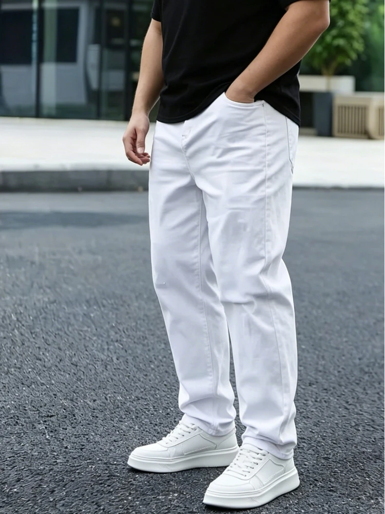 Men Pure White Straight Jeans - огляд і ціна Men Formal Wear With Jeans