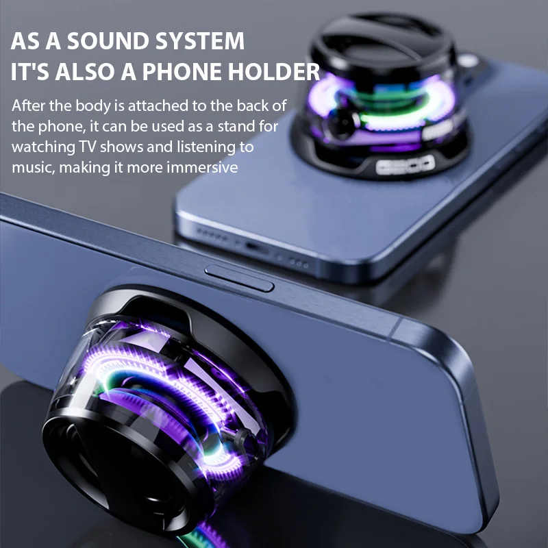 Портативная Bluetooth-колонка VIKEFON G200 с RGB-подсветкой, магнитный динамик BT5.3, мини-звуковая коробка, 7-часовое воспроизведение, держатель для телефона