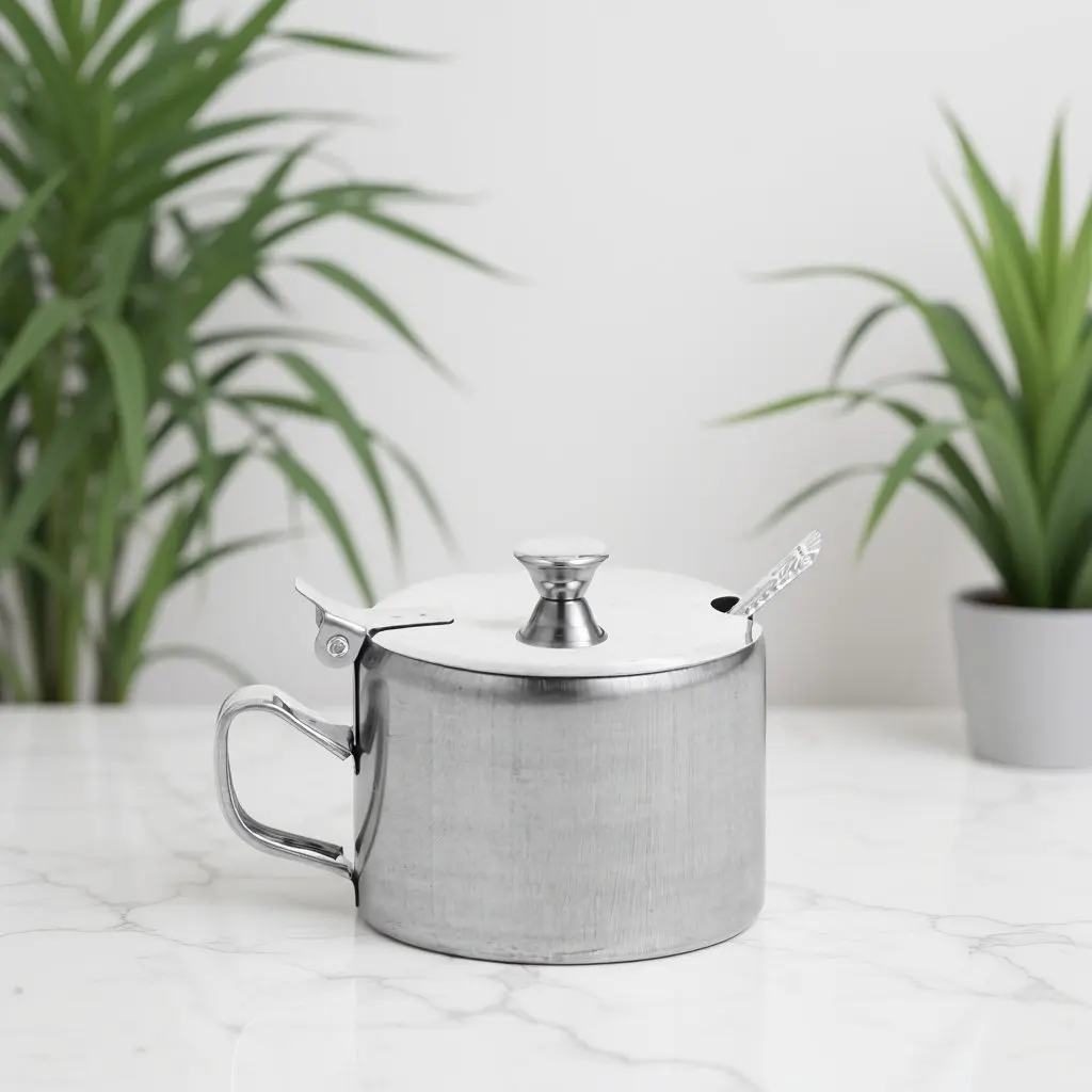 Stainless Steel Seasoning Pot Cover Spoon Kitchen Sugar Salt Pepper Condiment Container Spice Jar Home Restaurant Use