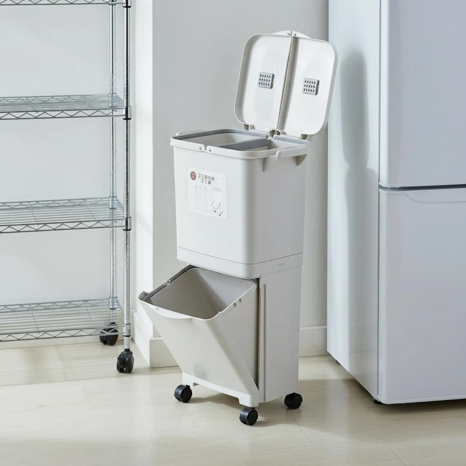 

Мусорное ведро с разделением на сухую и влажную зоны, без необходимости наклоняться, двухуровневое, с педальным механизмом