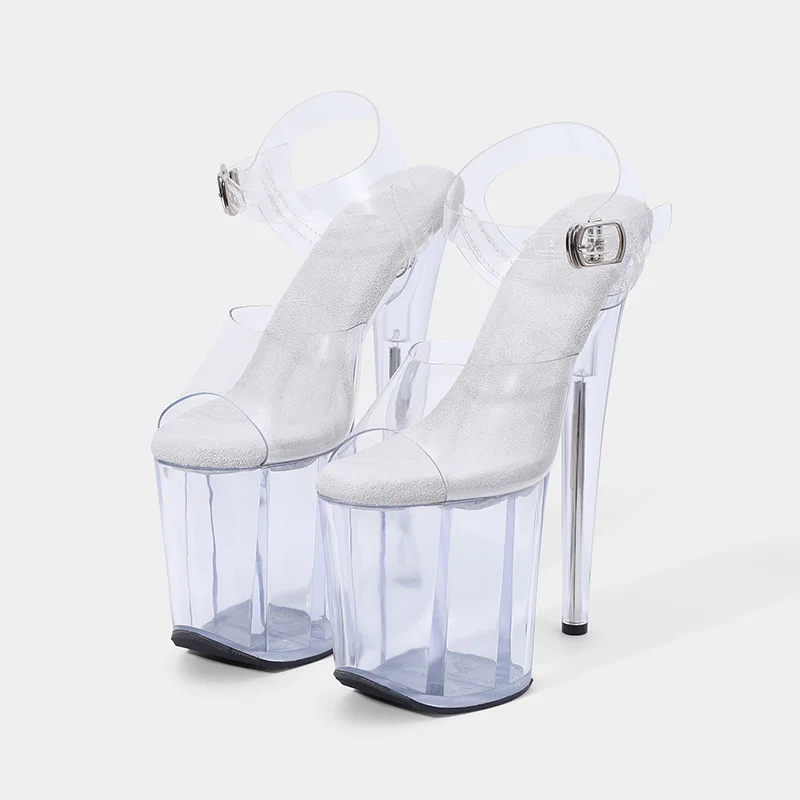 8inches Sexy Super High Heels Transparent Crystal Wedding Pole Dance Shoes 20CM Stiletto Waterproof Platform Sandals Summer