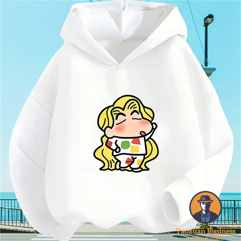

2-14Y Crayon Shin Chan Anime Print Pure Cotton Hoodie 2-14Y Autumn Winter Casual Daily Wear