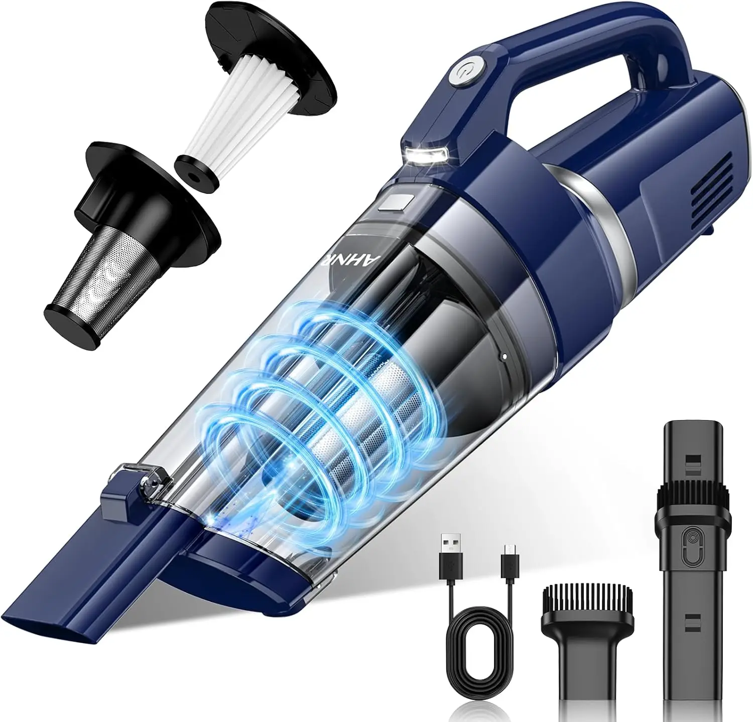 

Cordless Handheld Vacuum, 16000PA Powerful Suction with LED Light & HEPA Filters, Portable for Car Home Office