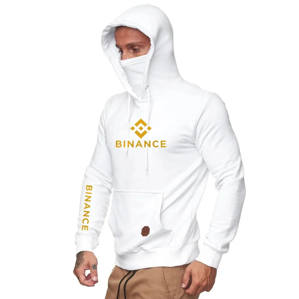 جديد Binance تشفير هوديس رجالي فضفاض مقنعين سترة طويلة الأكمام البلوز سترة الشباب قناع الوجه البلوز شيك الشارع الشهير #4
