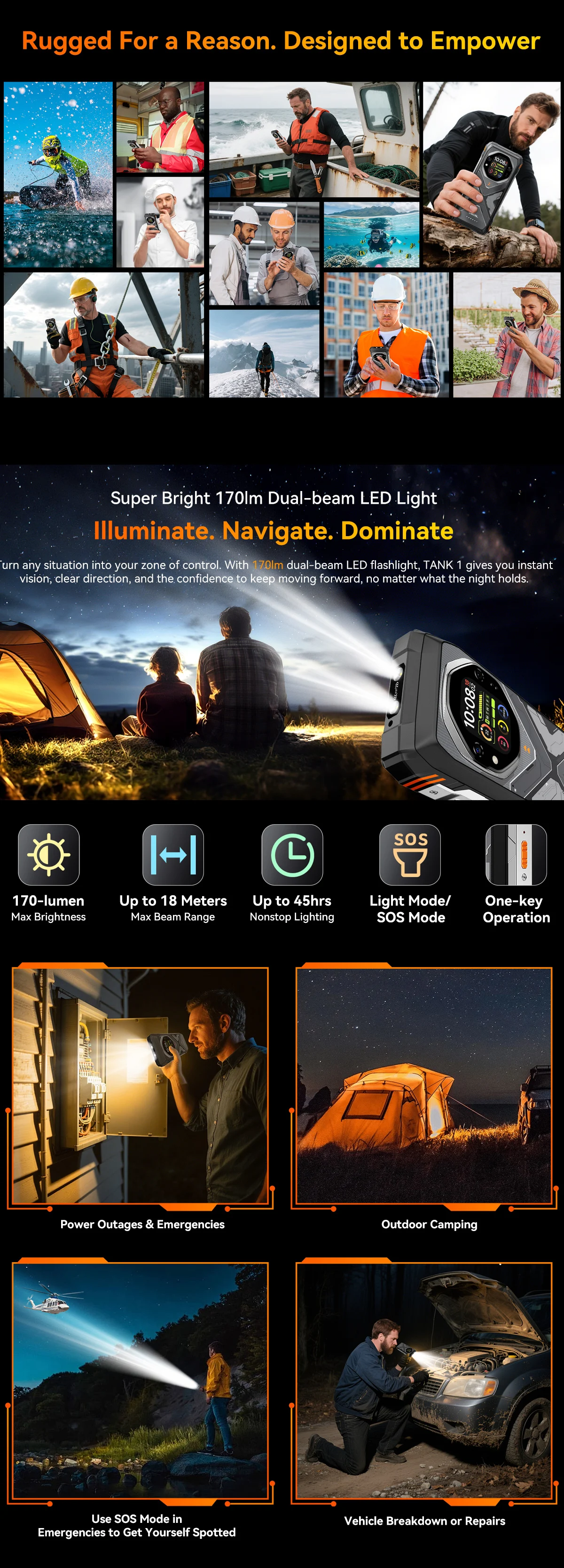 Blackview OSCAL TANK 1 Rugged Smartphon 5G 6.78" FHD+Display Cell Phone16GB+512GB 20000mAh 64MP Telephone Portabl Android 15 NFC