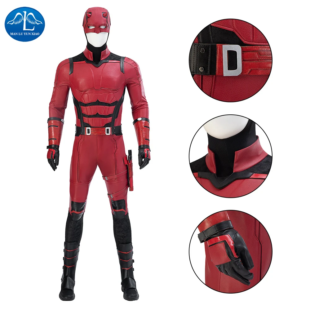 

New Daredeviling Cosplay Born Again Cosplay Costume Jumpsuit Helmet and Shoes Gloves for Halloween Party