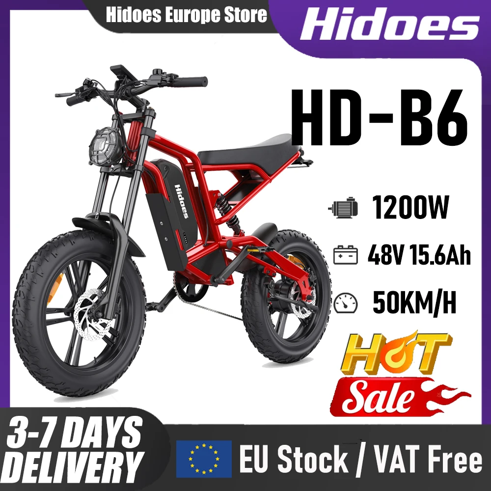 Hidoes B6 Electric Bicycle 1200W Powerful Motor 48V15.6AH Lithium