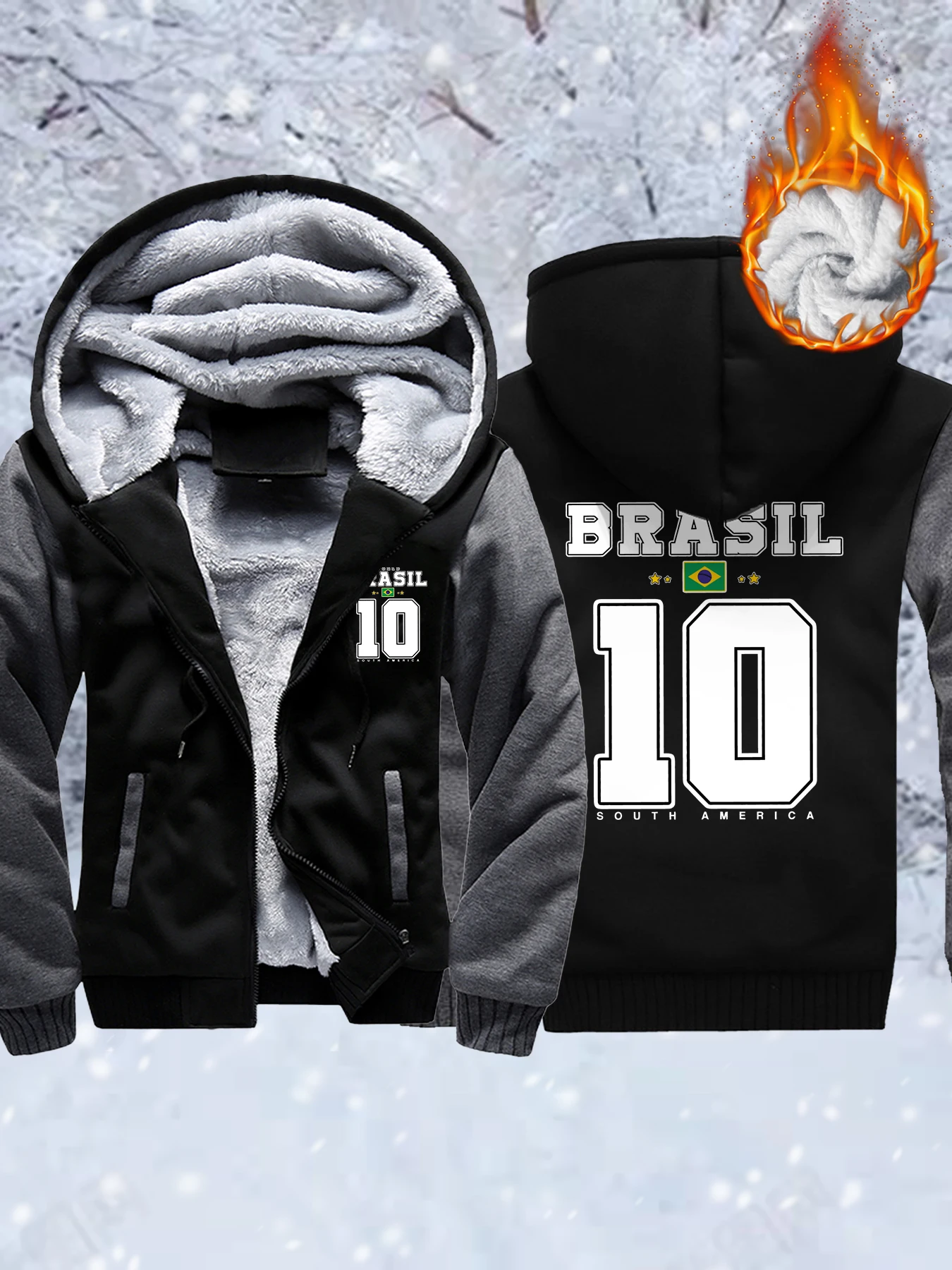 العالم البرازيل أمريكا الجنوبية الطباعة الرجال سترة سستة المتضخم رشاقته معاطف الشتاء هوديس عادية الصوف راجلان ملابس رياضية