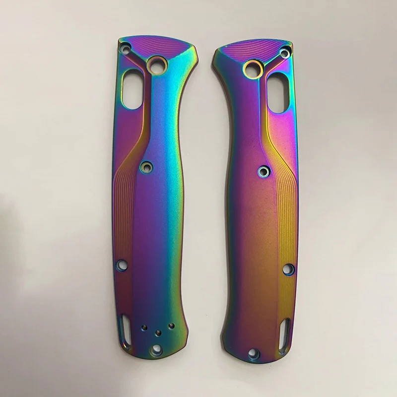 3 Patterns Colorful Roasted Titanium Alloy Knife Handle Scales For Genuine Benchmade Bugout 535 Knives Grip DIY Make Accessories